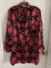 Vintage 90s Victoria  s Secret Gold Label Gown Night Shirt Oriental Floral - Sz M
