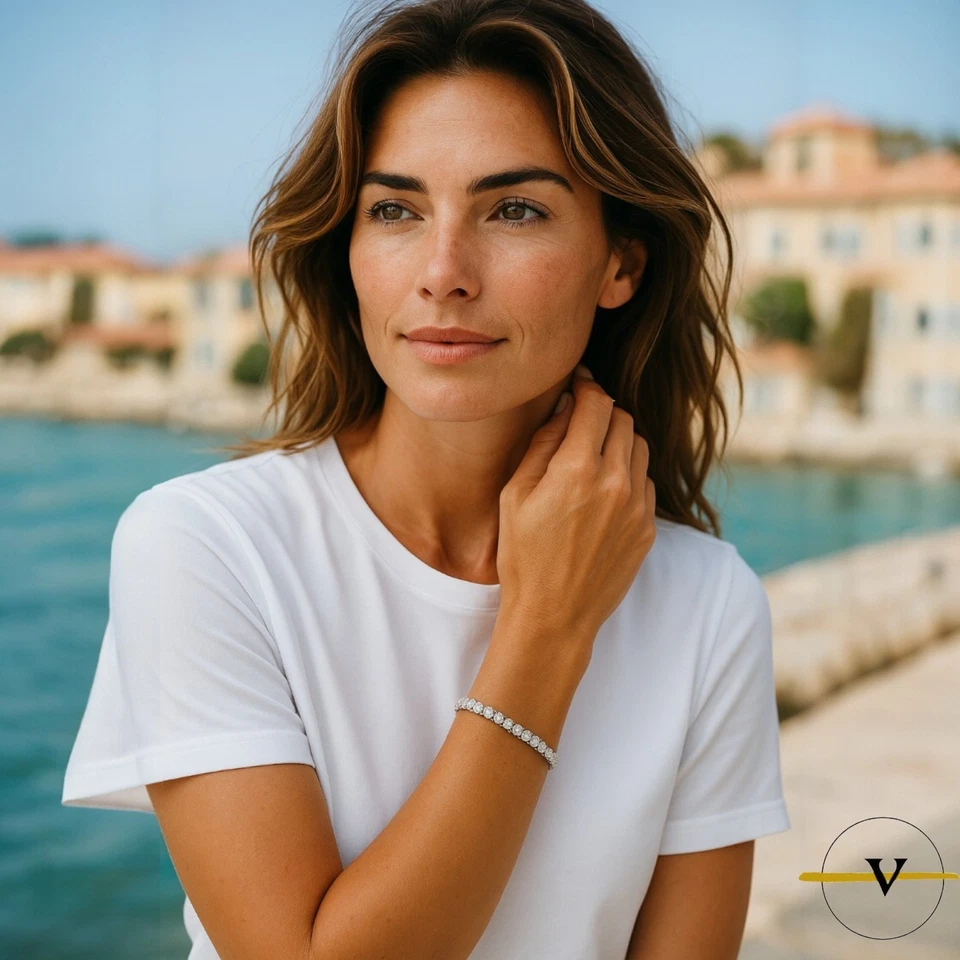 BRACCIALE TENNIS DONNA UOMO IN ARGENTO 925 CON ZIRCONI BIANCHI LUNGHEZZA 17 CM - Immagine 3 di 4