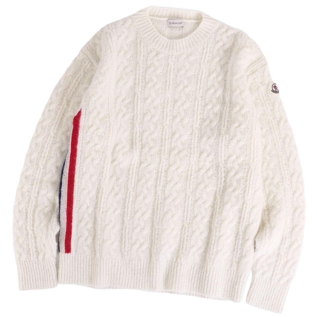 Moncler Knit 2021 Sweater Long Sleeve Alpaca Wool Top Men XL White Used MOLO-0