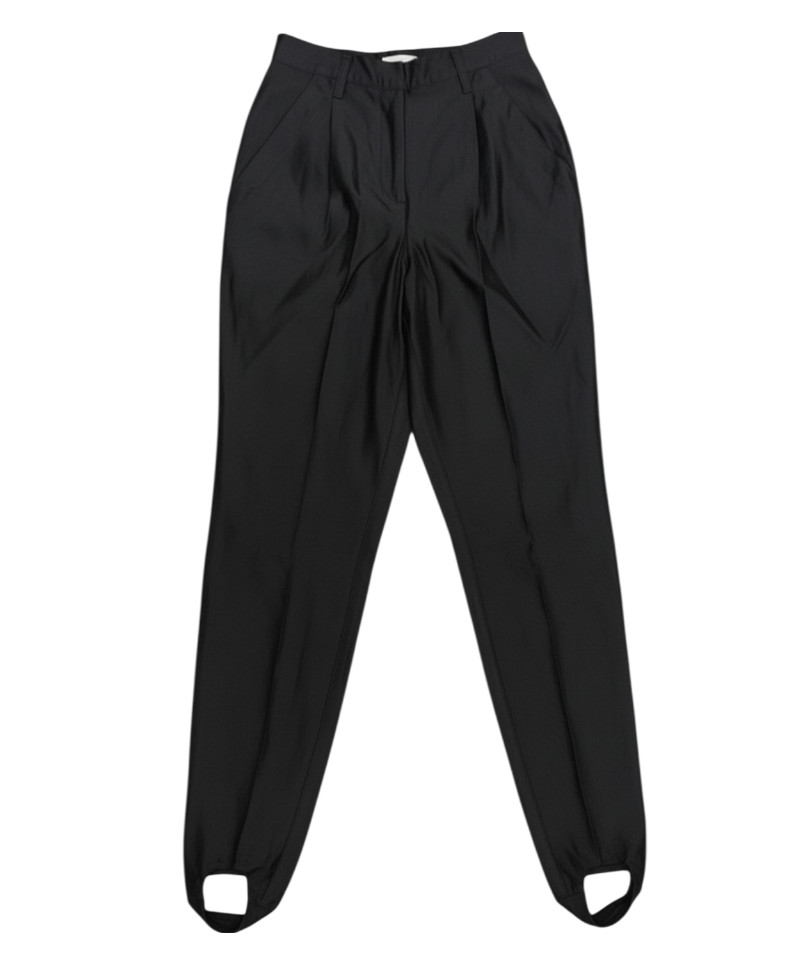 VTG The Limited BLACK STIRRUP PANTS Pleated w/Side Zip TAPERED Pockets 14 (W=28)