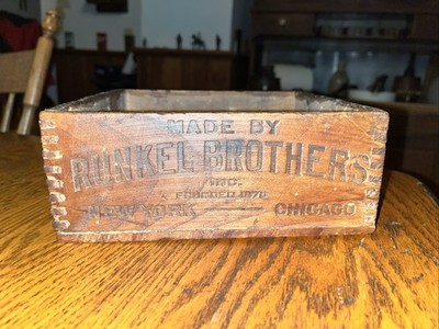 Antique Runkel Brothers Baking Chocolate Wood Crate 6 Lb Box New York Chicago