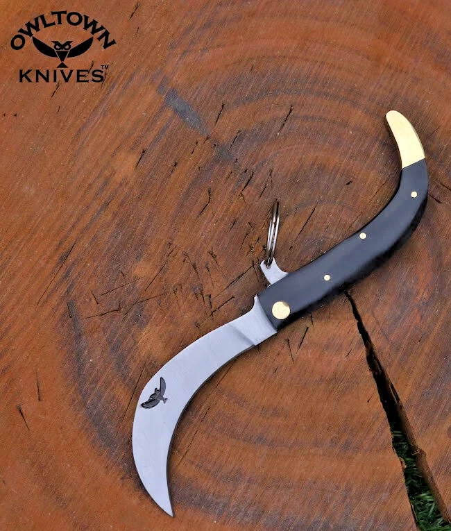 El Valiente Mexican Tranchete, Saca Tripas 8" Horn Knife, D2 steel blade, sheath - Image 3 of 4