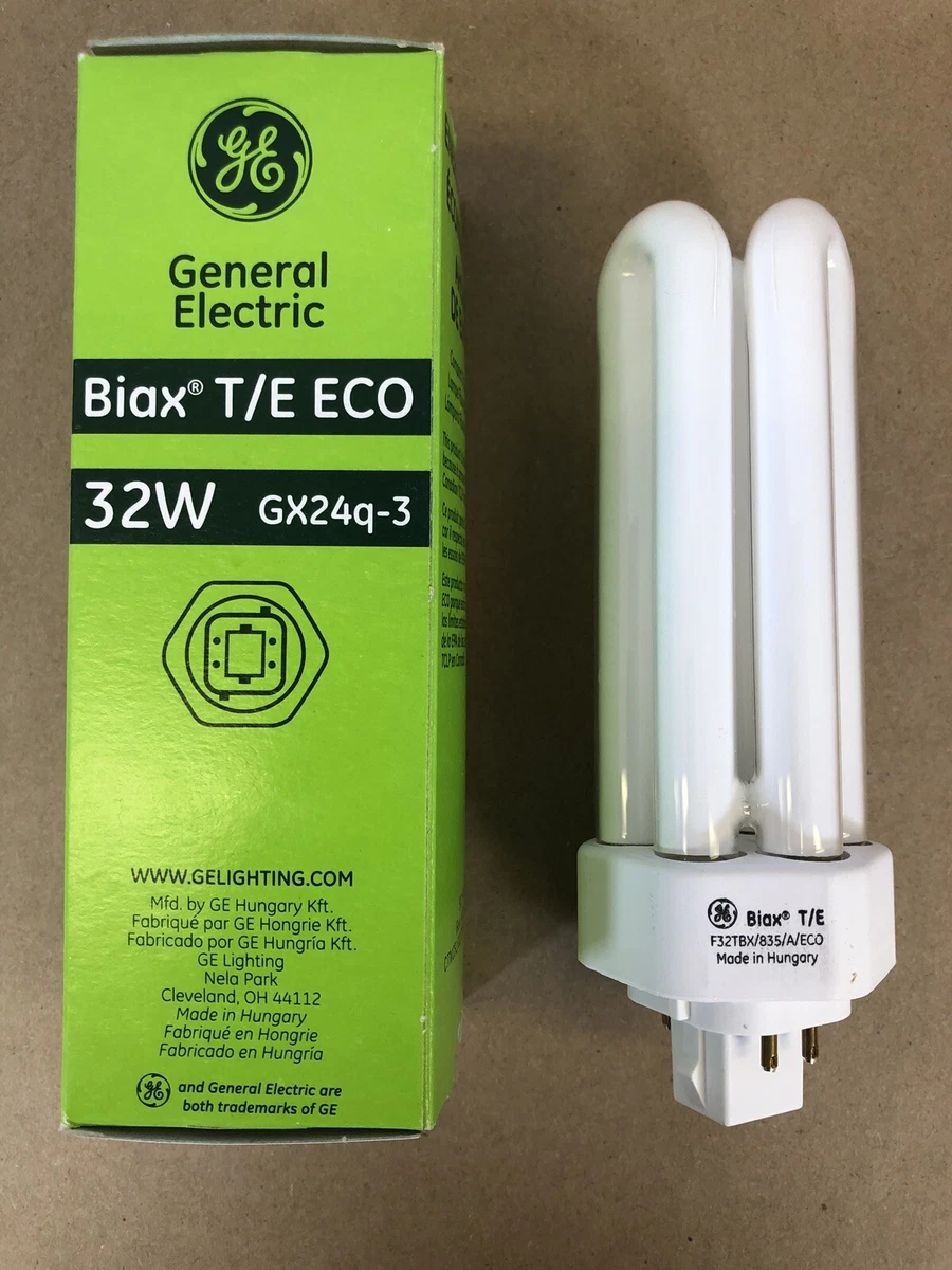 GE Biax T E ECO 32W 4 Pin CFL GX24q 3 General Electric Compact Fluorescent NEW