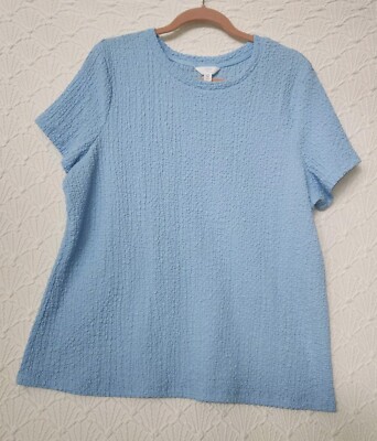 Womens Blouse Time And Tru XXXL (22) Light Blue Stretchy Good Condition 