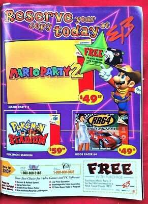 2000 EB Electronics Boutqiue MARIO PARTY 2 POKEMON STADIUM Nintendo Print AD