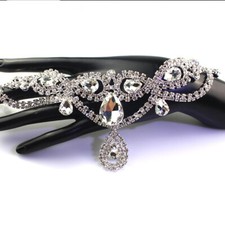 16X33cm Rhinestone Applique Motif Crystal Beaded Wedding Costume Sewing Decor