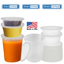 Heavy Duty Plastic Deli Containers with Leakproof Lids [36 Sets/Combo] + Bonus