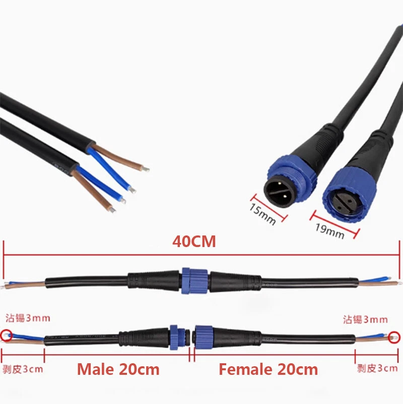 M15 waterproof Cable male&female LED power cord industrial connector 2/3/4/5 pin - image 3 of 3