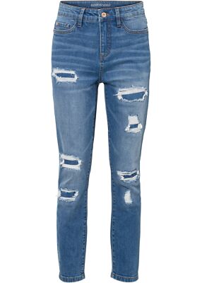 Super Skinny 7/8 Jeans Destroy aus Bio-Baumwolle Gr 40 Blau Denim Damenjeans Neu