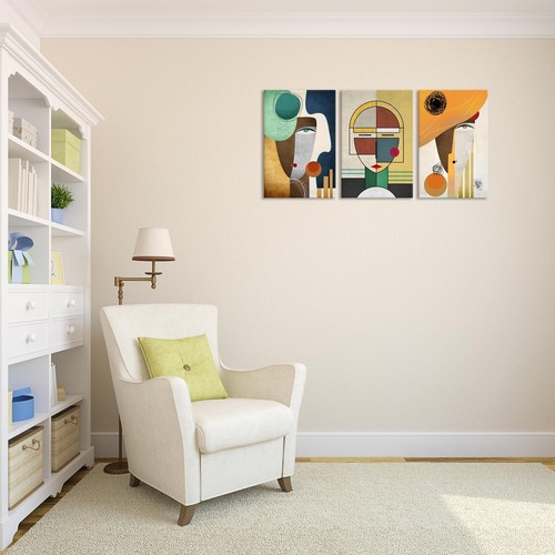 3 Panels Framed Abstract Canvas Wall Art Boho Style Minimalist Wall Decor Mod... - Picture 4 of 7