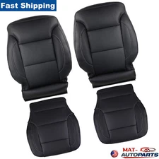 Driver Passenger Bottom Top Leather Seat Cover Blk For 15-19 Silverado 1500 2500