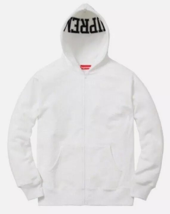 SWEATSHIRT ZIPPÉ À CAPUCHE FENDUE SUPRÊME blanc FW16   Taille L / Neuf dans son sac