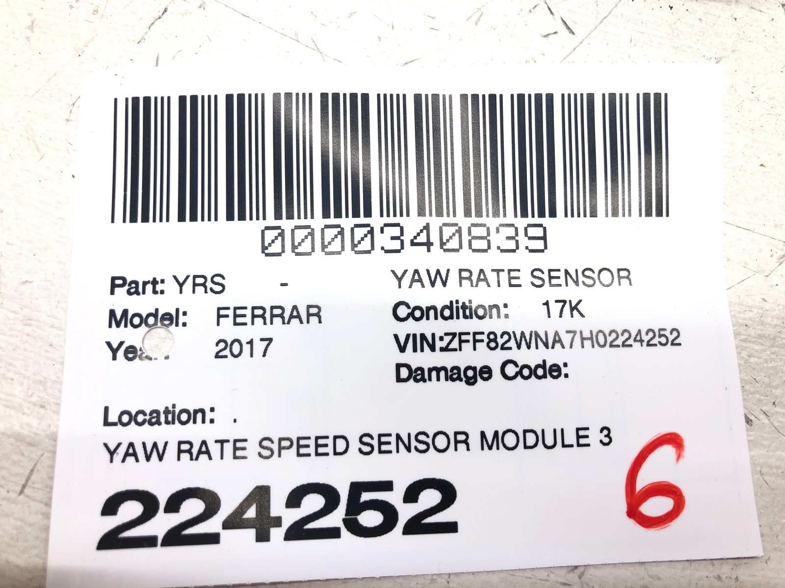 2017-2020 FERRARI GTC4LUSSO YAW RATE SPEED SENSOR MODULE 307688 OEM