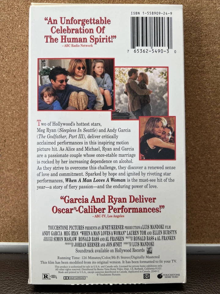 When A Man Loves A Woman Энди Гарсия Мэг Райан видеокассета 1994 - Изображение 2 из 4