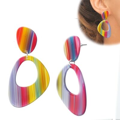 bunte Retro Ohrhänger Statement Ohrringe 70er Jahre Style Disco Boho Fasching