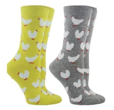 Chicken Socks 2-Pack Fuzzy Chickens (Yellow/Gray Heather)