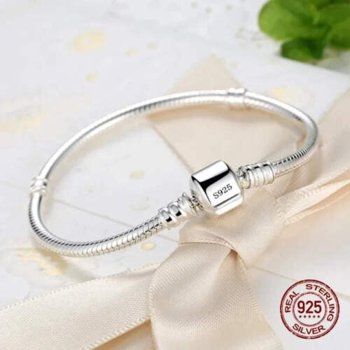 925 Sterling Silver Charm European Bracelet Soft Smooth Snake Bone Bracelets for - Picture 17 of 21