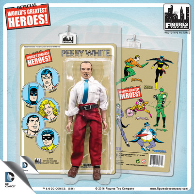 Official DC Comics Perry White 8 inch Action Figure on Retro Style Retro Card