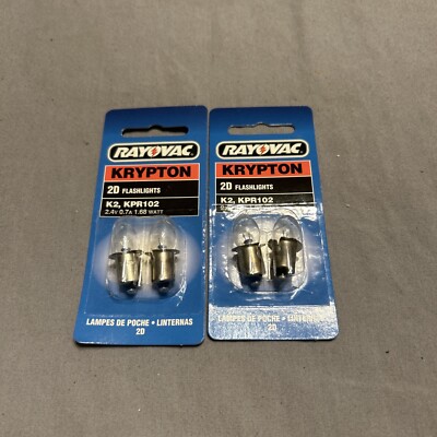 NEW RAYOVAC KRYPTON 2D FLASHLIGHT BULBS K2, KPR102 2.4V 0.7A 1.68 WATT