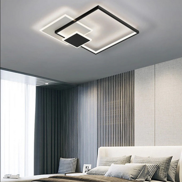 Lampada Soffitto LED Design Moderno Plafoniera Quadrata 43W X2 Dimmerabile