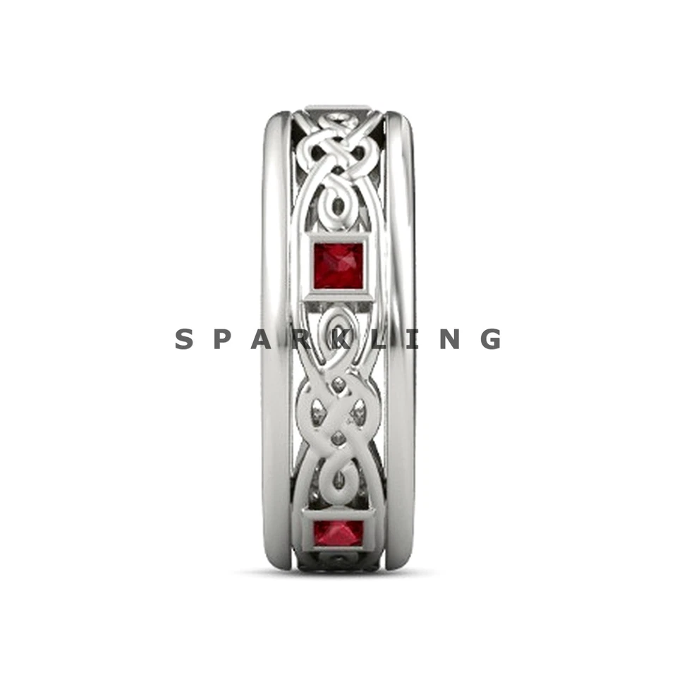 Ruby Square Cut Gemstone With 925 Sterling Silver Ring For Men's #D781 - Image 4 of 4