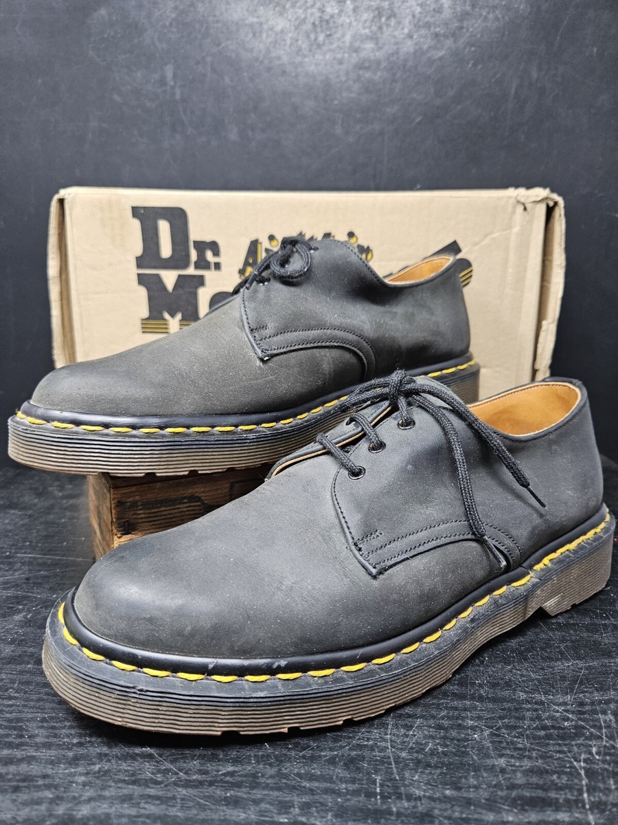 Dr. Martens ブラック 靴 US 7 Doc Dr. Martens 3-Eye Oxford Shoes Black Lug Sole Leather Sz