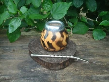 Argentina Mate Gourd Hand Made Natural Tea Cup + Straw -Yerba Mate Smoked06