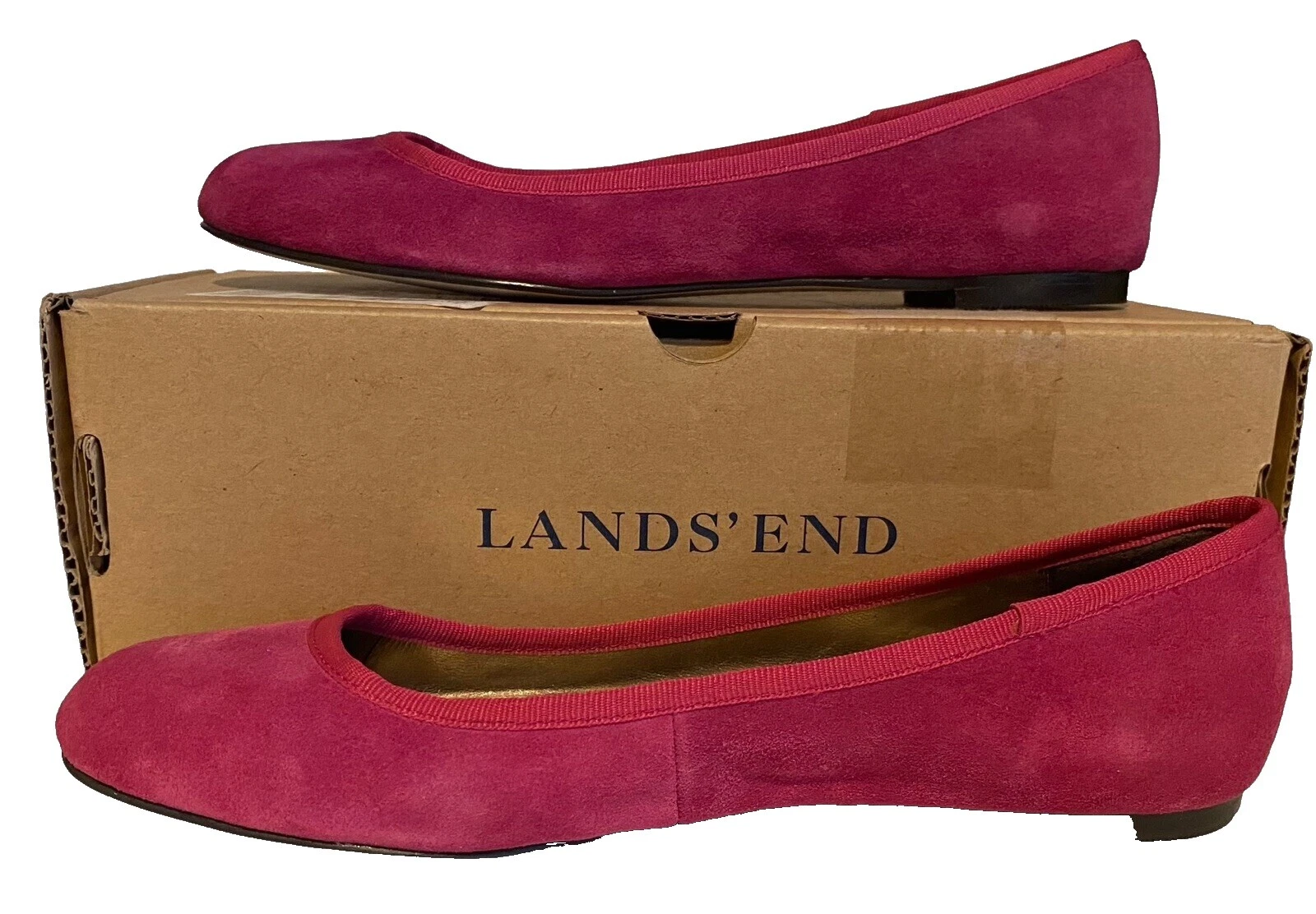 Lands' End女式纯色皮革芭蕾平底鞋