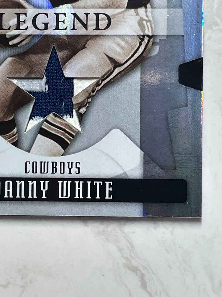 2008 LEAF LIMITED LEGEND DANNY WHITE GAME USED 3 COLOR PATCH 10/10 SP LOGO - Image 4 of 4