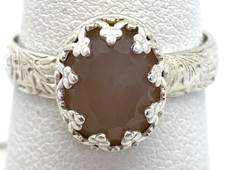 Beautiful Vintage Sterling Silver / 925 Agate Filigree Cocktail Ring Size 7.25
