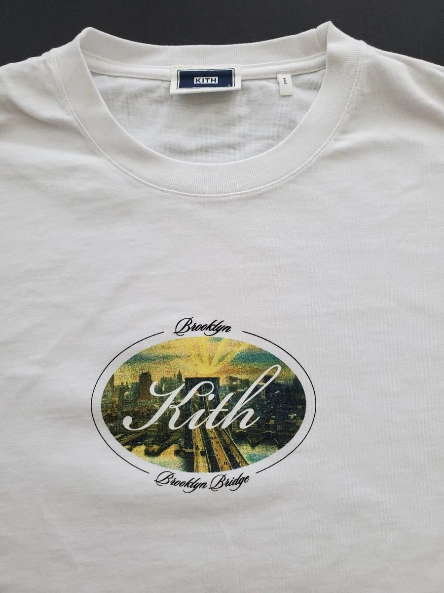 NEW KITH Mens Brooklyn Bridge New York White T Shirt Authentic L