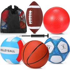 Jenaai 5 Set of Sport Balls, Assorted Official Size Athletic Balls Include Ba...