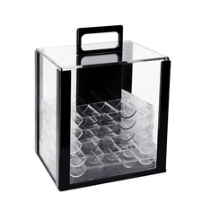 1,000ct Acrylic Poker Chip Case. Casino Poker Chips Carrier w/10 Chip Rack Trays