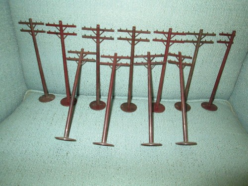 Set 11 pali telefonici vintage set treno alto 6" marrone plastica dura utility - Foto 1 di 8