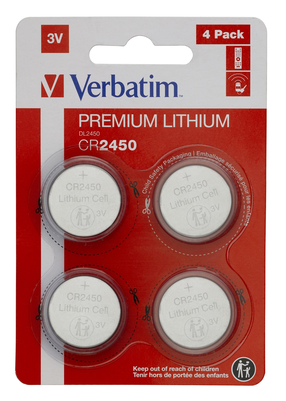 Batterie Verbatim CR2450 3V Litio Pack 4 | Per i Giochi e la Casa