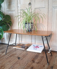 RETRO COFFEE TABLE WITH FUNKY MAGAZINE RACK MID-CENTURY FORMICA TOP