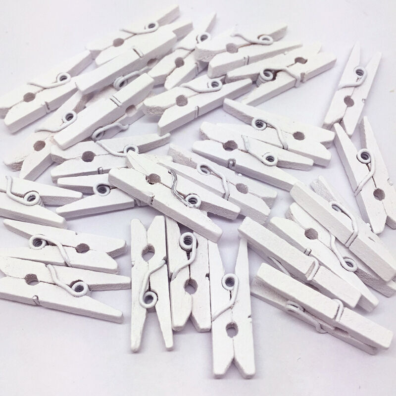 50PCS*Mini White Wooden Clothe Photo Paper Peg Scrapbooking gtsw F5T7 Y9 K49C