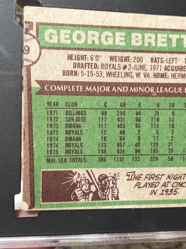 1976 Topps George Brett Error Miscut Kansas City Royals #19๐ฅ๐โพ SGC Authentic - Picture 8 of 11
