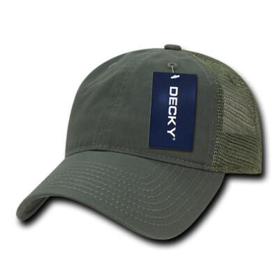 New Decky 120 Trucker Hat Blank Curved Bill Snapback Low Profile Cap Olive Green