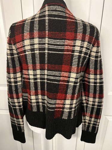 Denim & Supply Ralph Lauren Plaid Cardigan Sweater Women Medium Wool Red Black - Picture 5 of 7