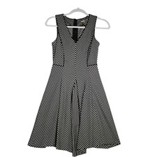 Banana Republic Dress Womens Size 2 Black White Diagonal Stripe Fit and Flare
