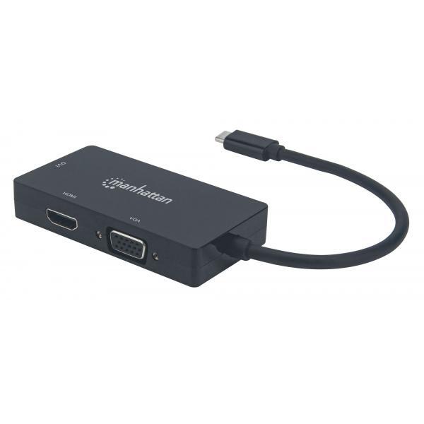 Manhattan Convertitore Audio Video USB-C&trade; 3-in-1 Multiporta HDMI DVI VGA