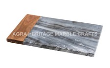 9"x12" Vegetable Chopping Marble & Wood Board Handmade Art Kitchen Decor E692