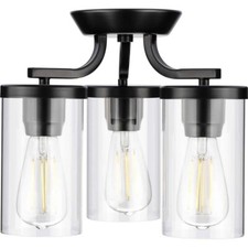 Lassiter 13 in. Black 3-Light Semi-Flush Moun...