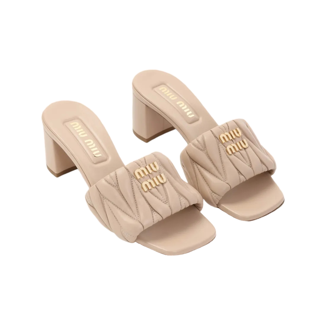 【関税&送料込】Miu Miu Beige Nappa Leather Mules MIU MIU Beige Nappa Leather 65mm Mules New And Authentic | eBay
