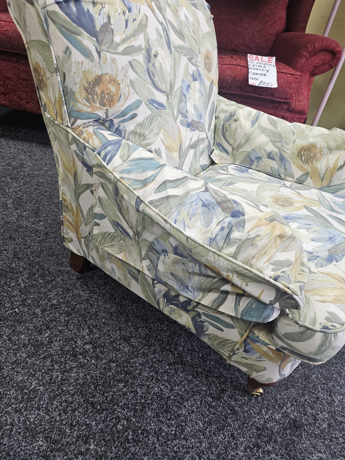 New LAURA Ashley Sofa Armchair Footstool Suite On Casters eBay