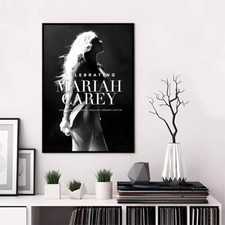 Poster Mariah Carey bianco e nero, decorazione parete cantante diva pop, senza cornice