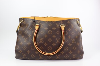 LOUIS VUITTON Pallas MM Monogram Safran Shoulder Handbag Brown | eBay