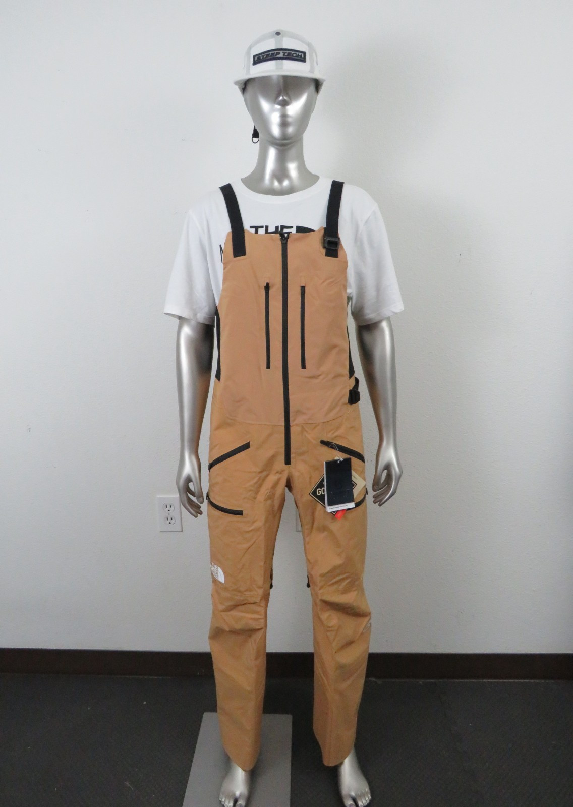 Womens The North Face Tsirku GTX GORE TEX Waterproof Shell Ski Bibs Pant Almond