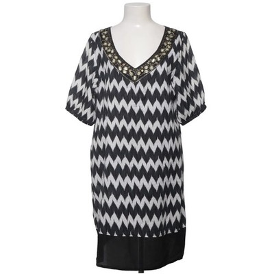 Antea, Kleid, Größe: 46, Schwarz/Weiß, Chevron, Damen #c4E